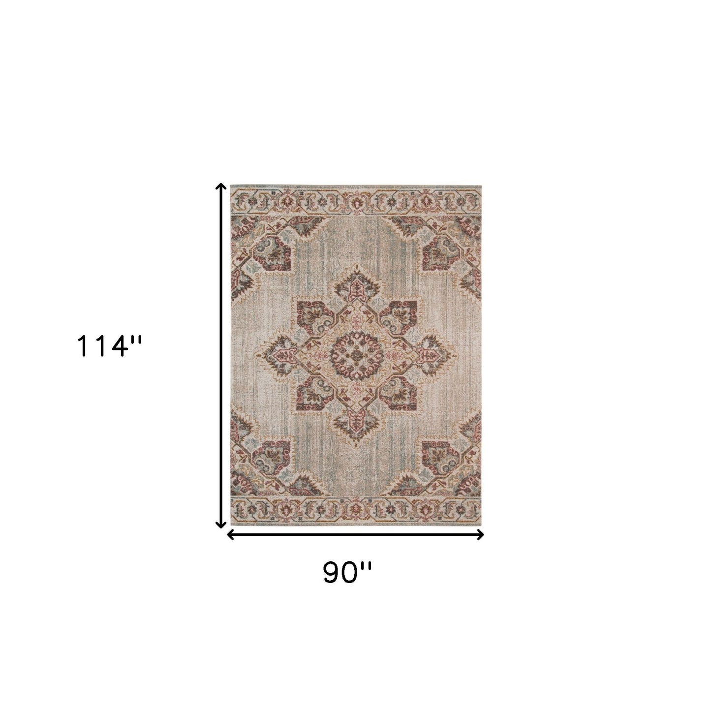 7' x 9' Beige Medallion Power Loom Area Rug