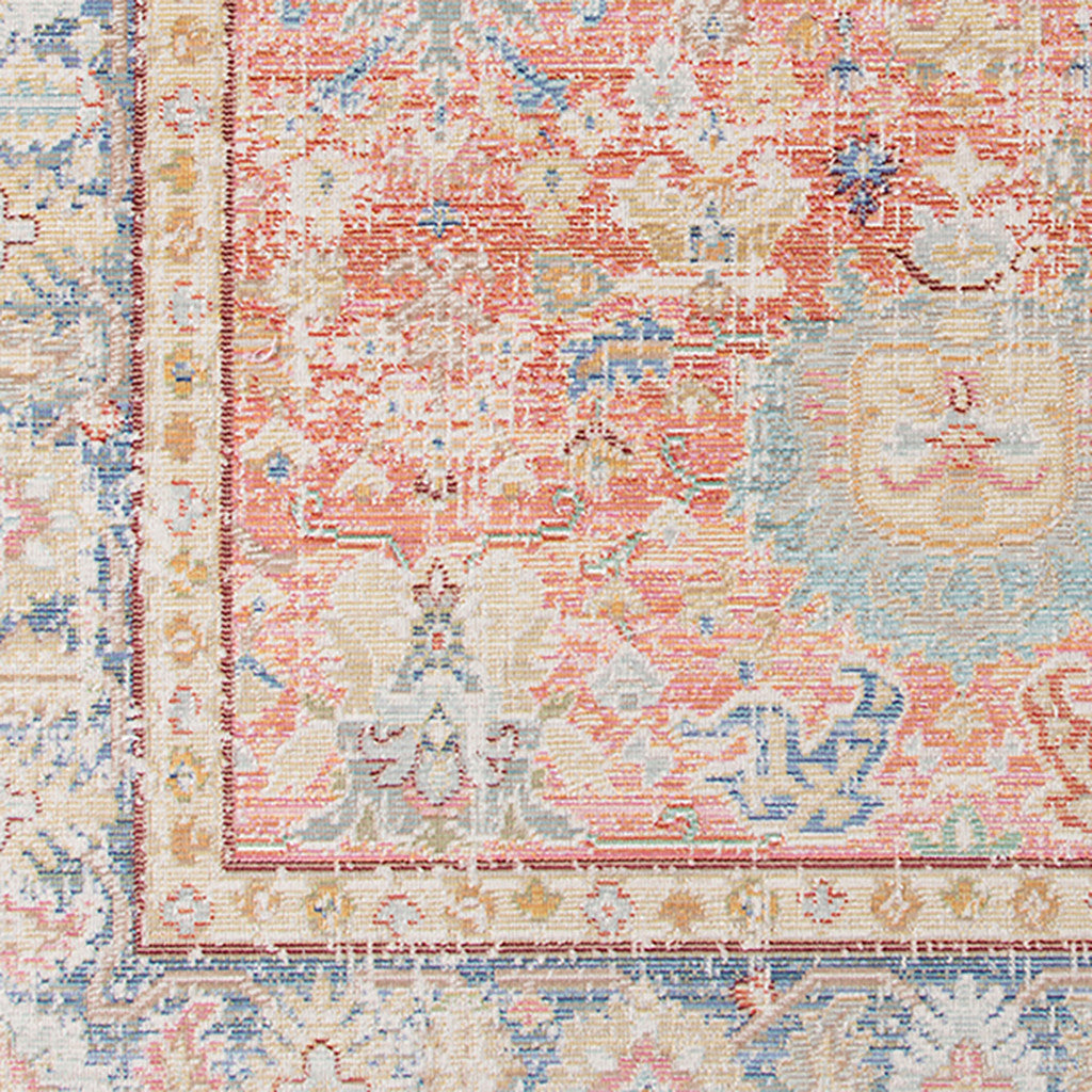8' Coral Floral Power Loom Runner Rug
