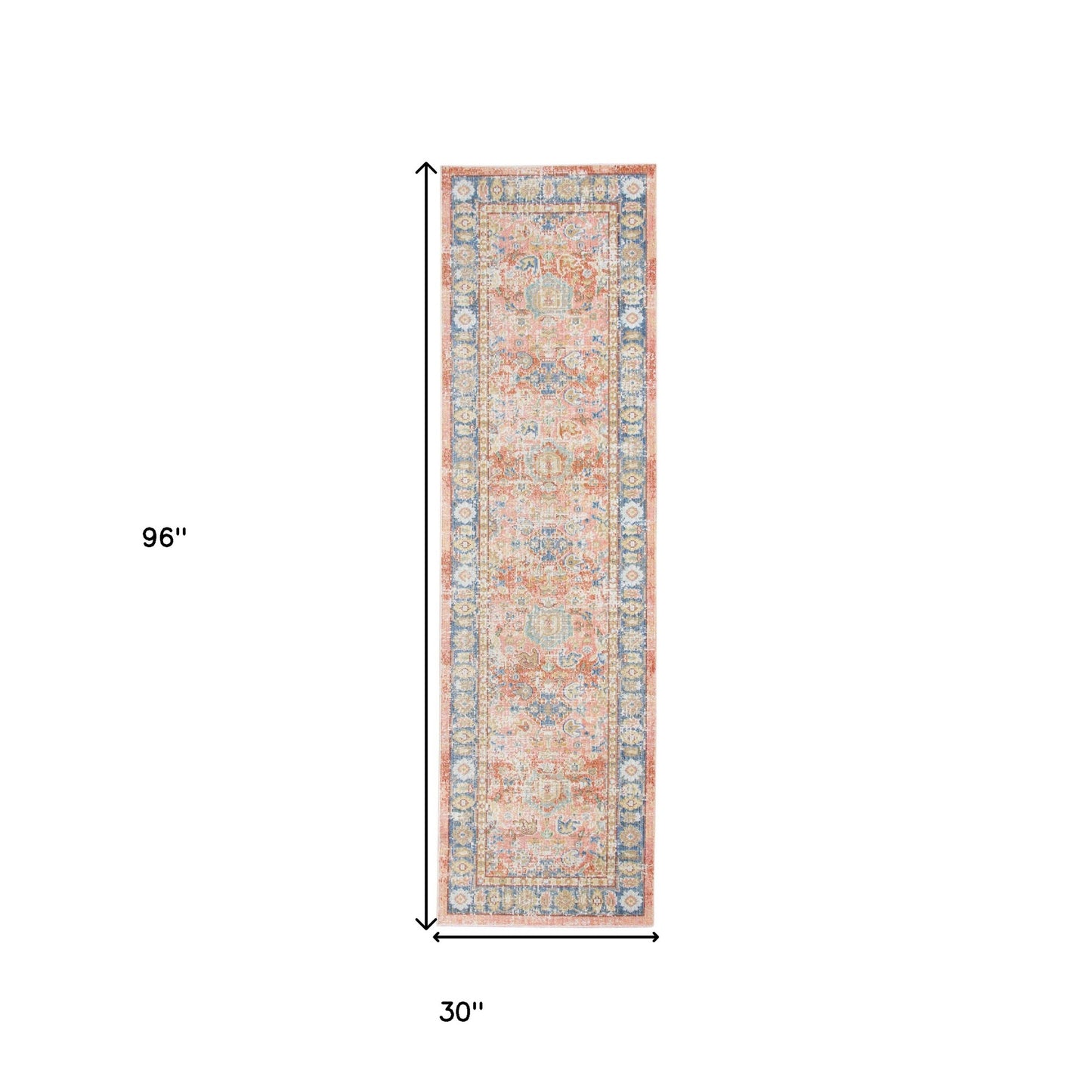 8' Coral Floral Power Loom Runner Rug