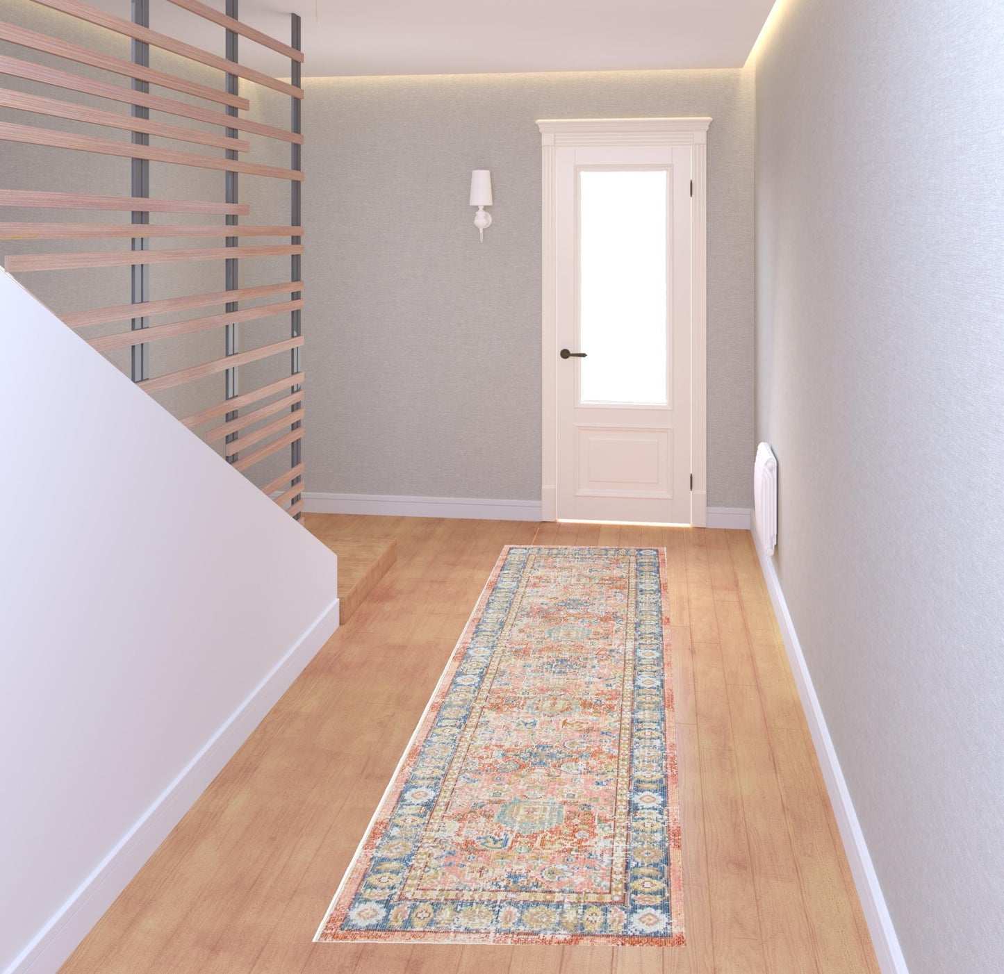 8' Coral Floral Power Loom Runner Rug