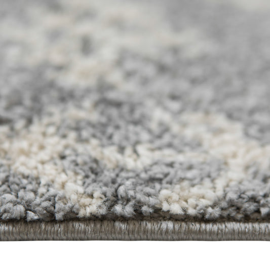 8' x 11' Gray and Ivory Geometric Shag Area Rug