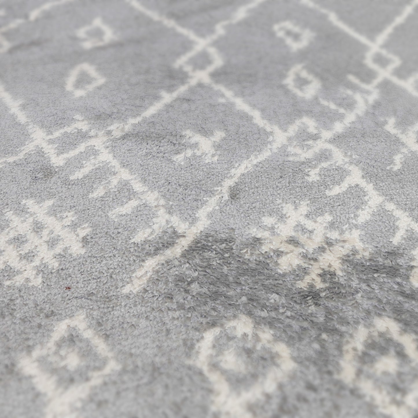 8' x 11' Gray and Ivory Geometric Shag Area Rug