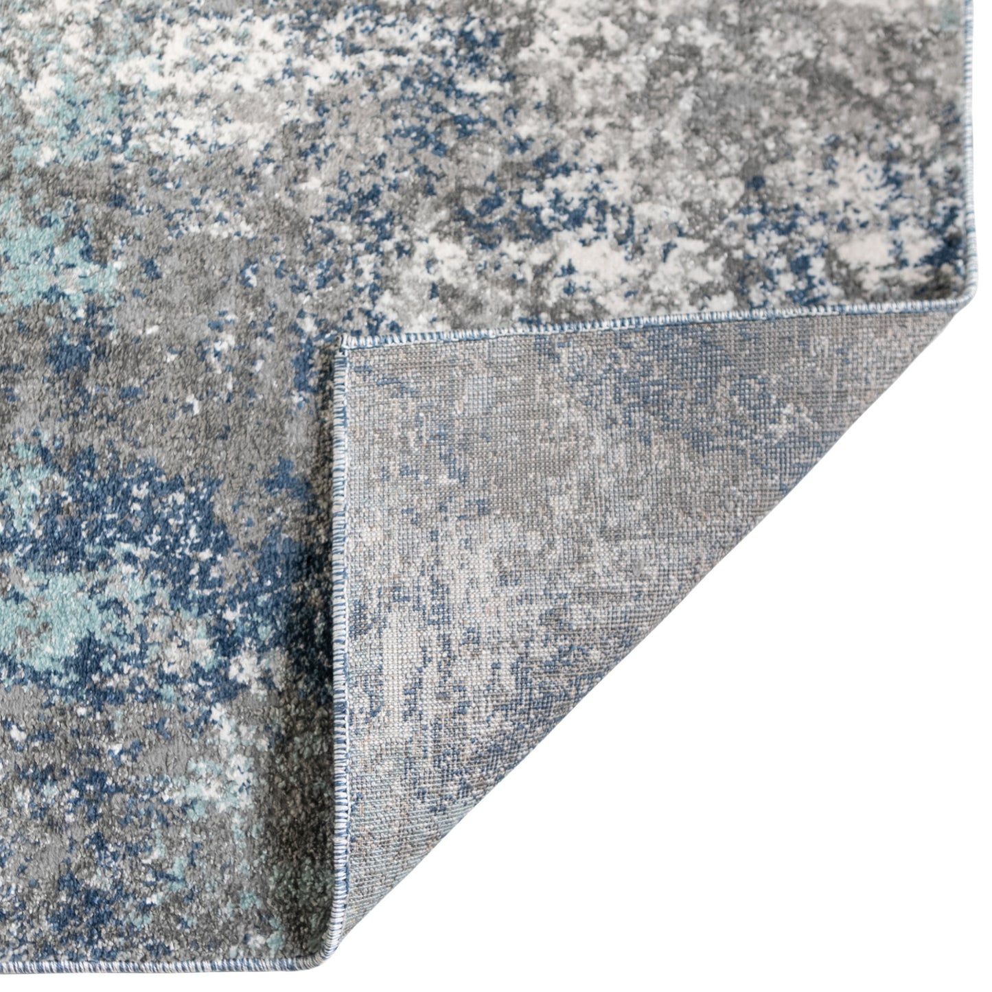 5' x 8' Gray and Blue Abstract Power Loom Area Rug