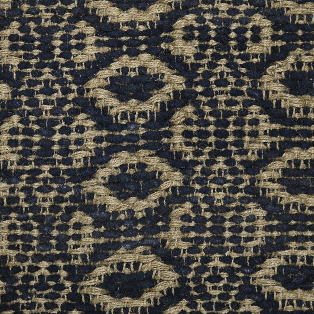 5' x 8' Black and Tan Geometric Flatweave Handmade Area Rug