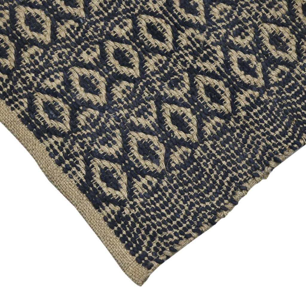5' x 8' Black and Tan Geometric Flatweave Handmade Area Rug