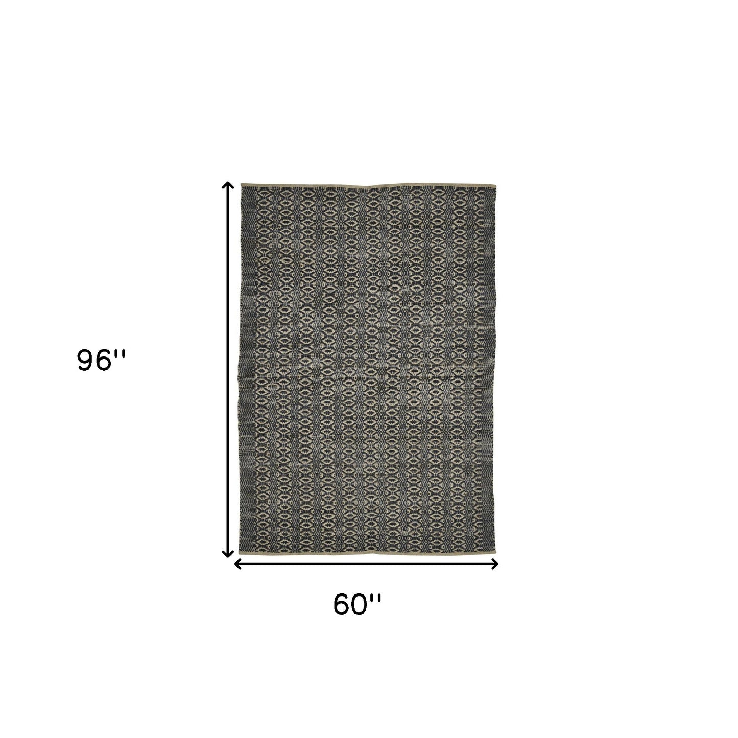 5' x 8' Black and Tan Geometric Flatweave Handmade Area Rug