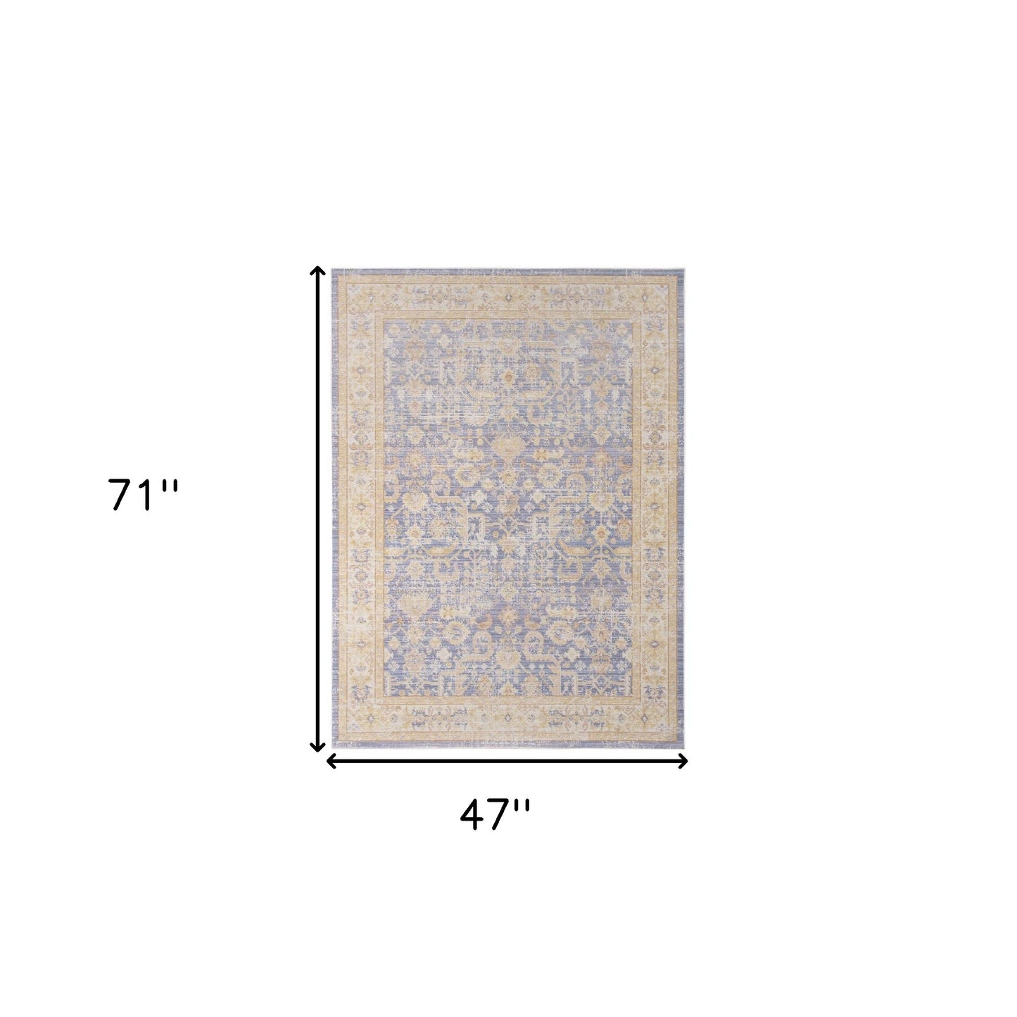 4' x 6' Lavender Blue Floral Power Loom Area Rug