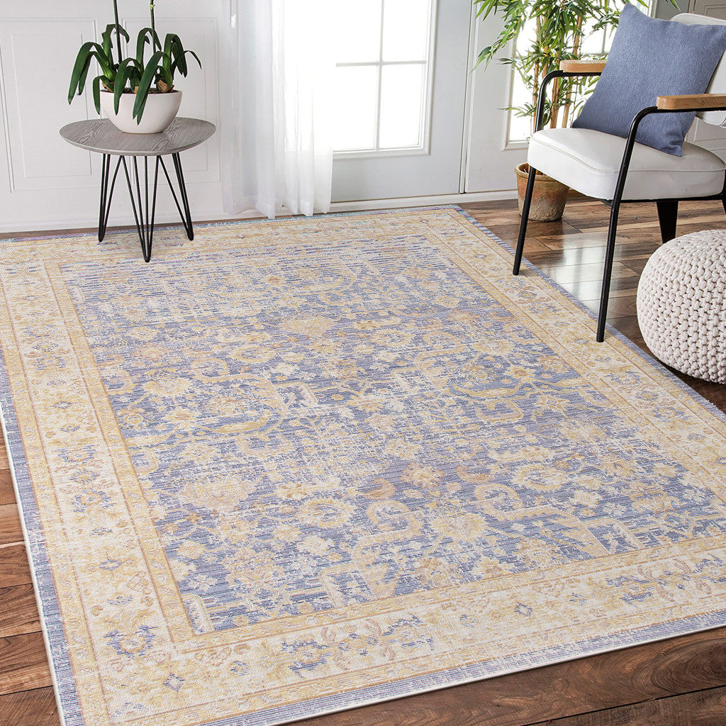 5' x 7' Lavender Blue Floral Power Loom Area Rug
