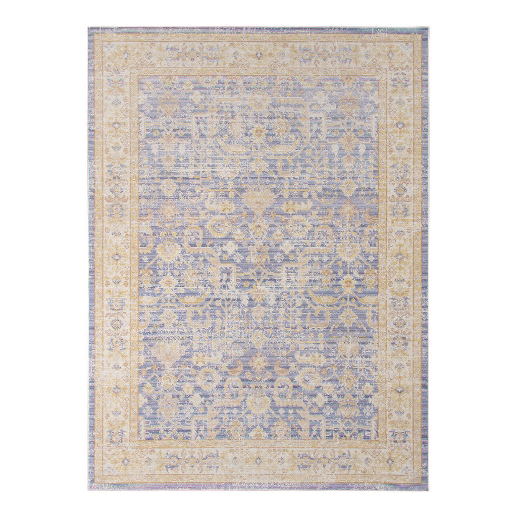 5' x 7' Lavender Blue Floral Power Loom Area Rug