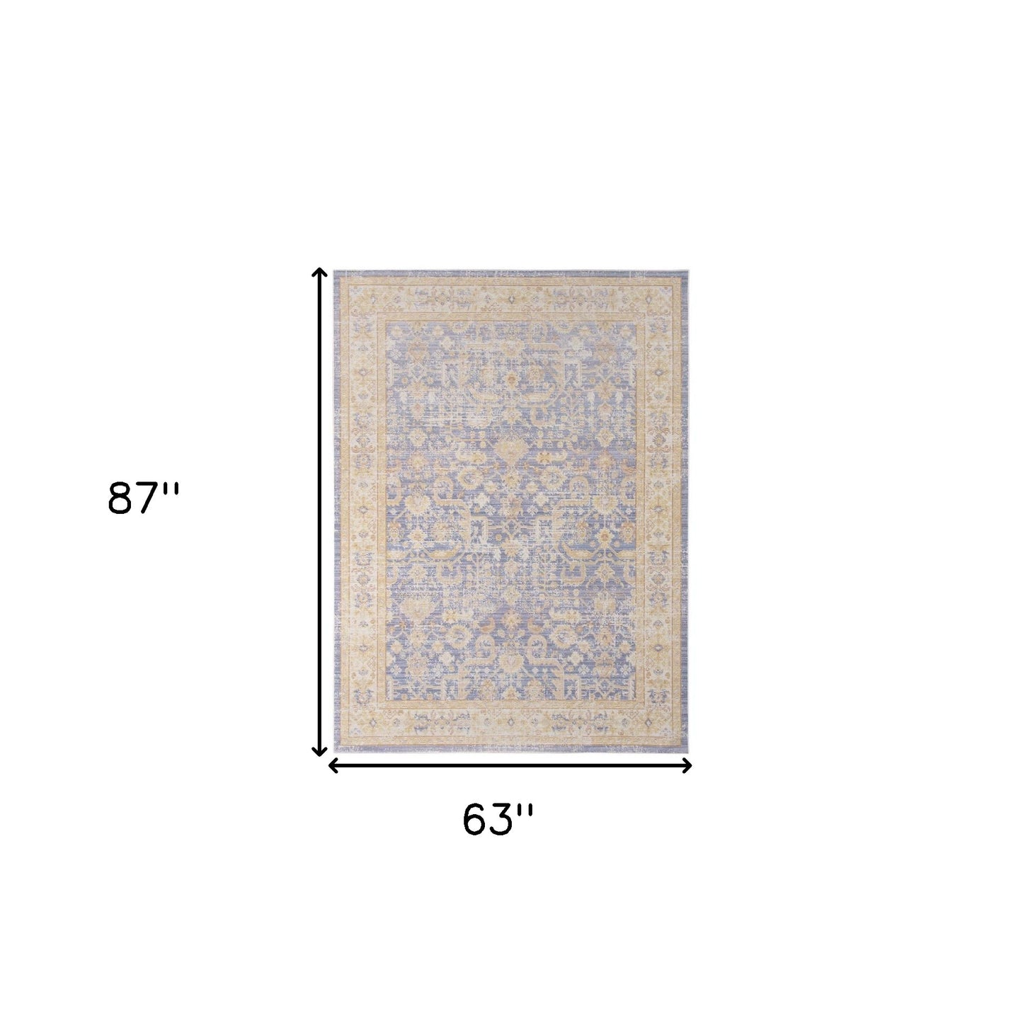 5' x 7' Lavender Blue Floral Power Loom Area Rug