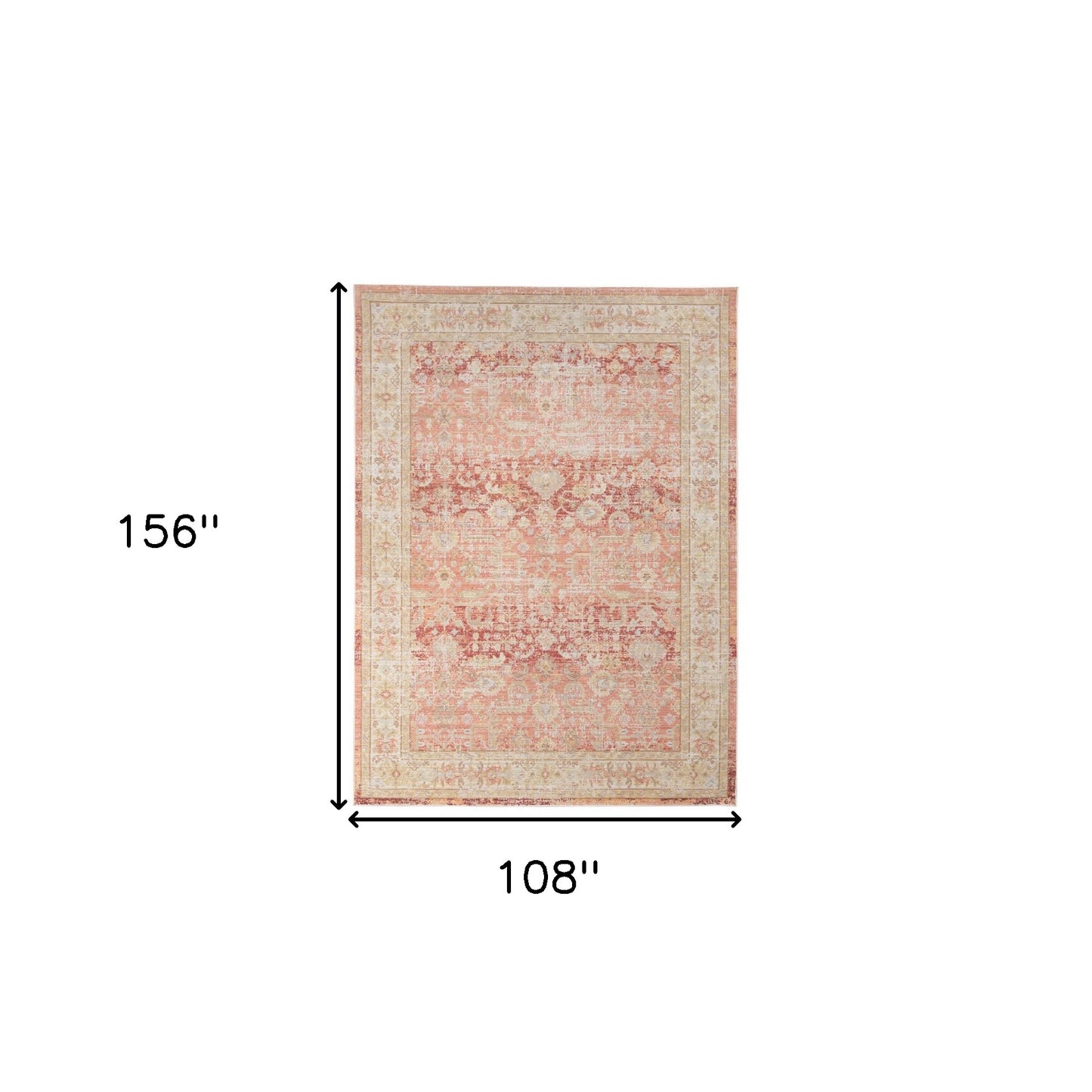 9' X 13' Salmon Floral Power Loom Area Rug