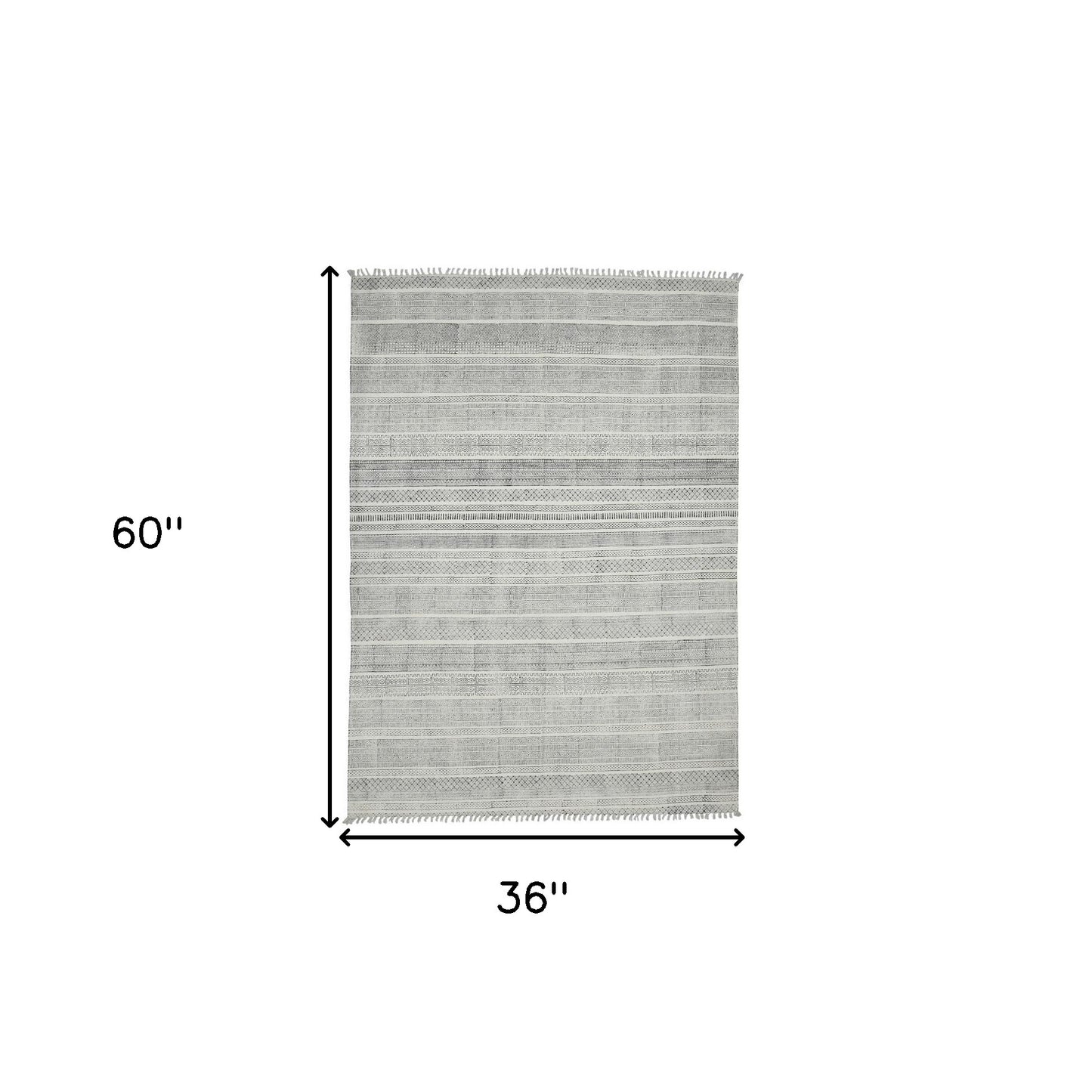 3' X 5' Charcoal Geometric Flatweave Handmade Distressed Area Rug