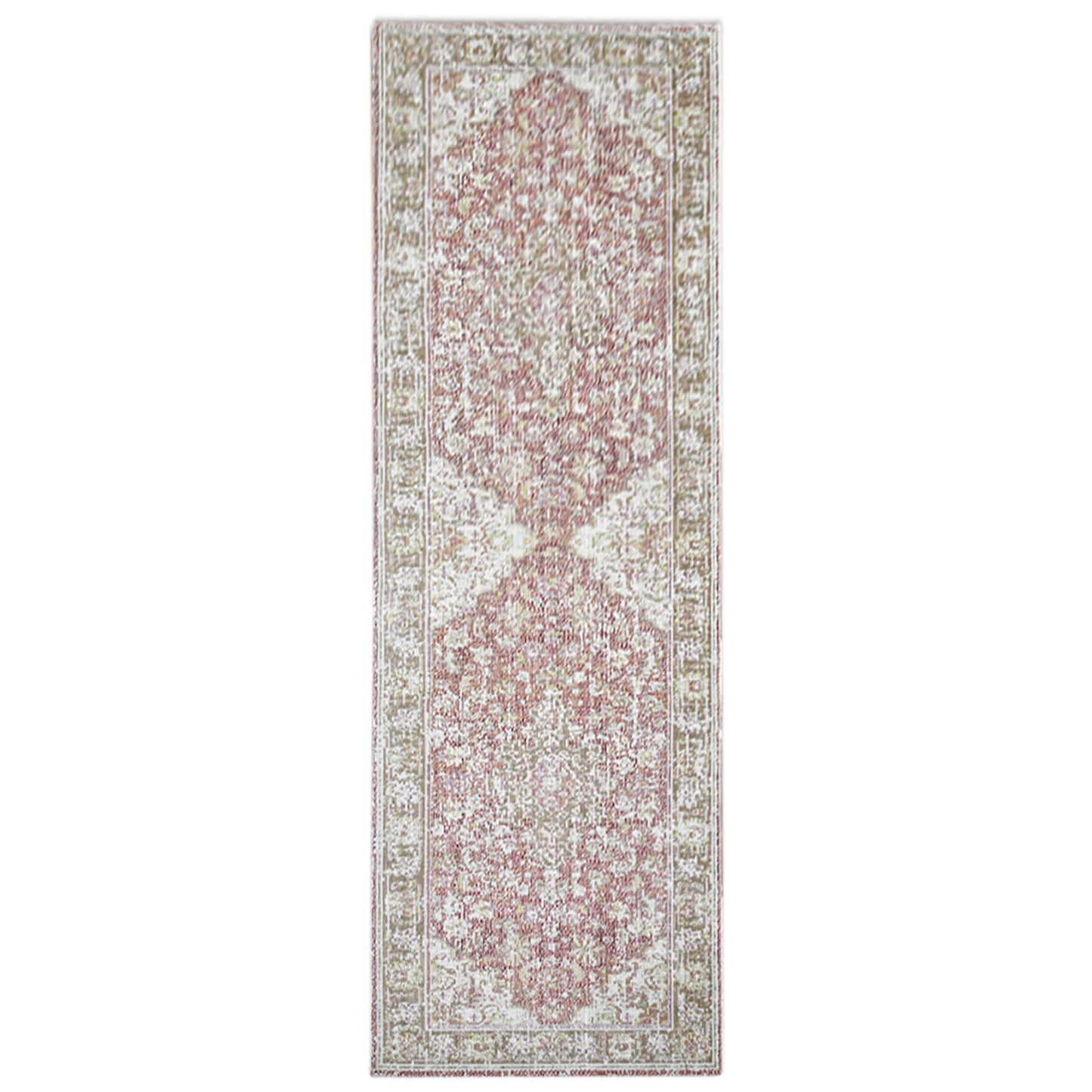 8' Coral Medallion Power Loom Runner Rug