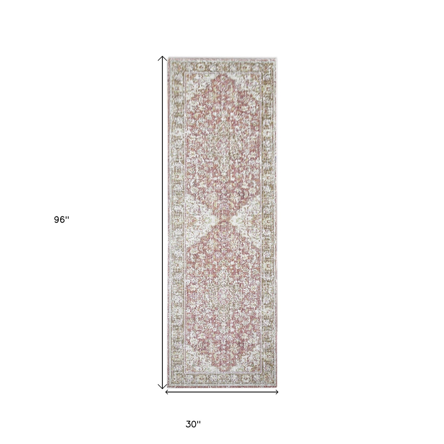 8' Coral Medallion Power Loom Runner Rug