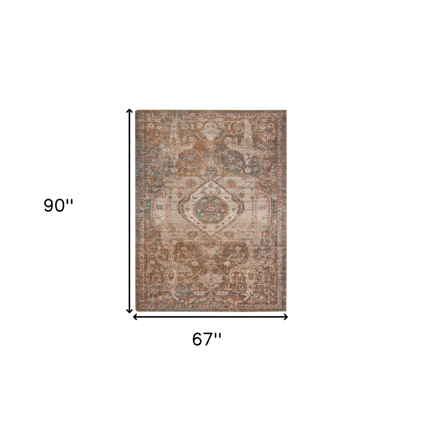 5' x 7' Taupe Medallion Power Loom Area Rug With Fringe