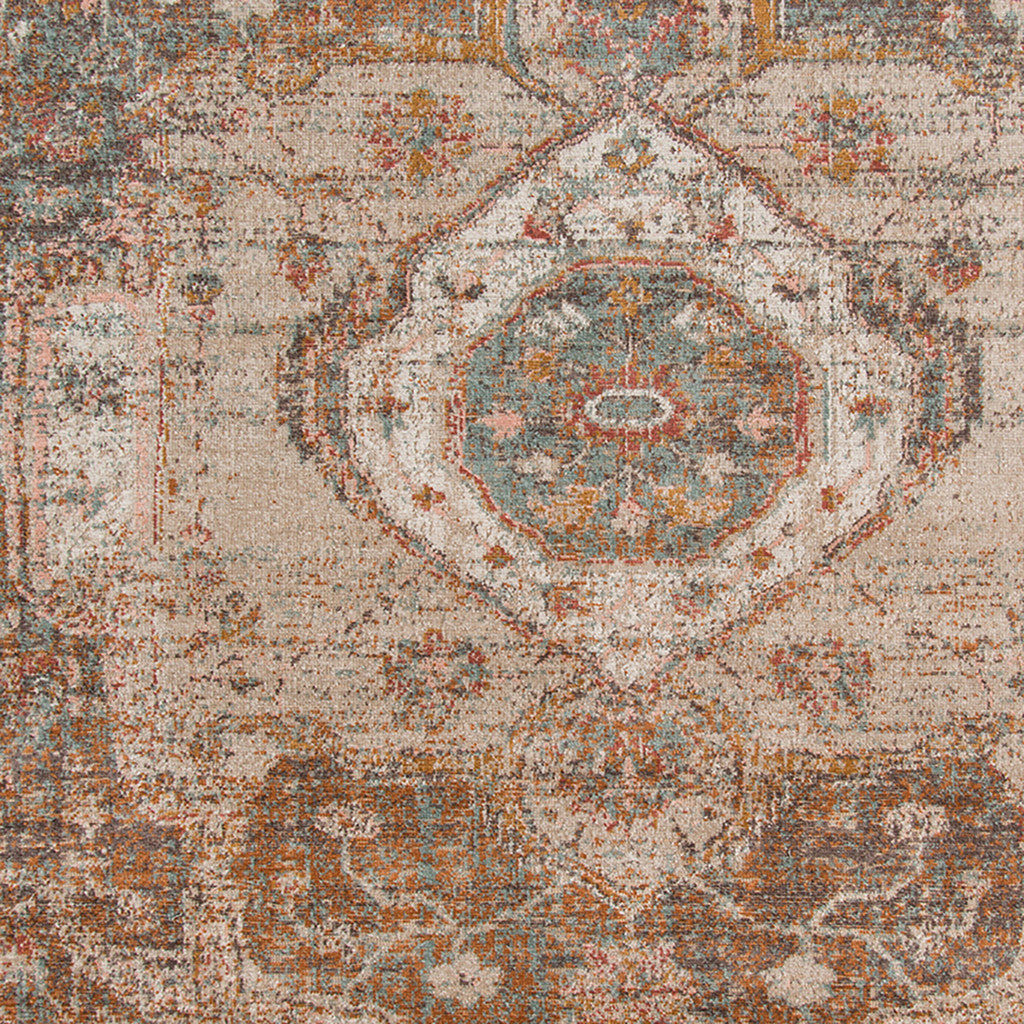5' x 7' Taupe Medallion Power Loom Area Rug With Fringe