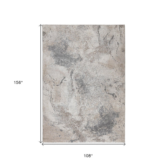 9' x 12' Gray and Beige Abstract Power Loom Area Rug