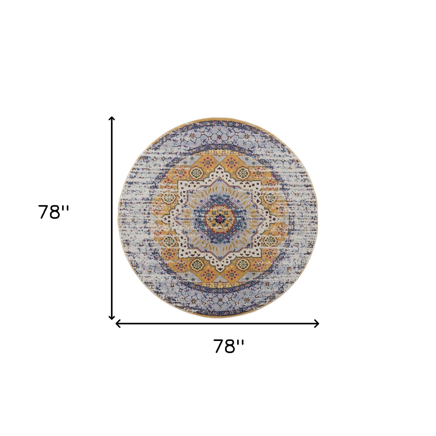 6' Orange and Ivory Round Medallion Power Loom Area Rug