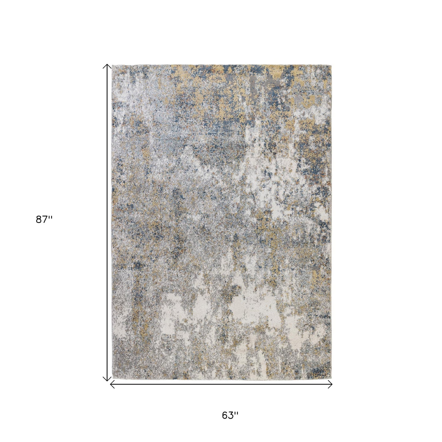 5' x 8' Blue and Yellow Abstract Power Loom Area Rug