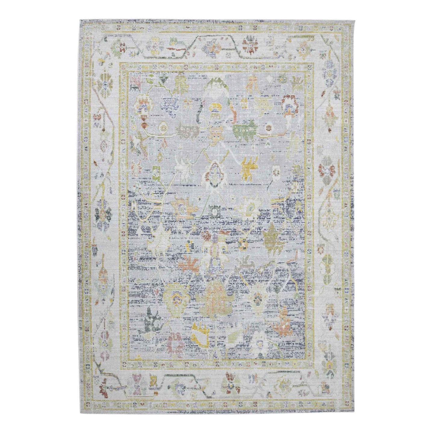 4' x 6' Blue Floral Power Loom Area Rug