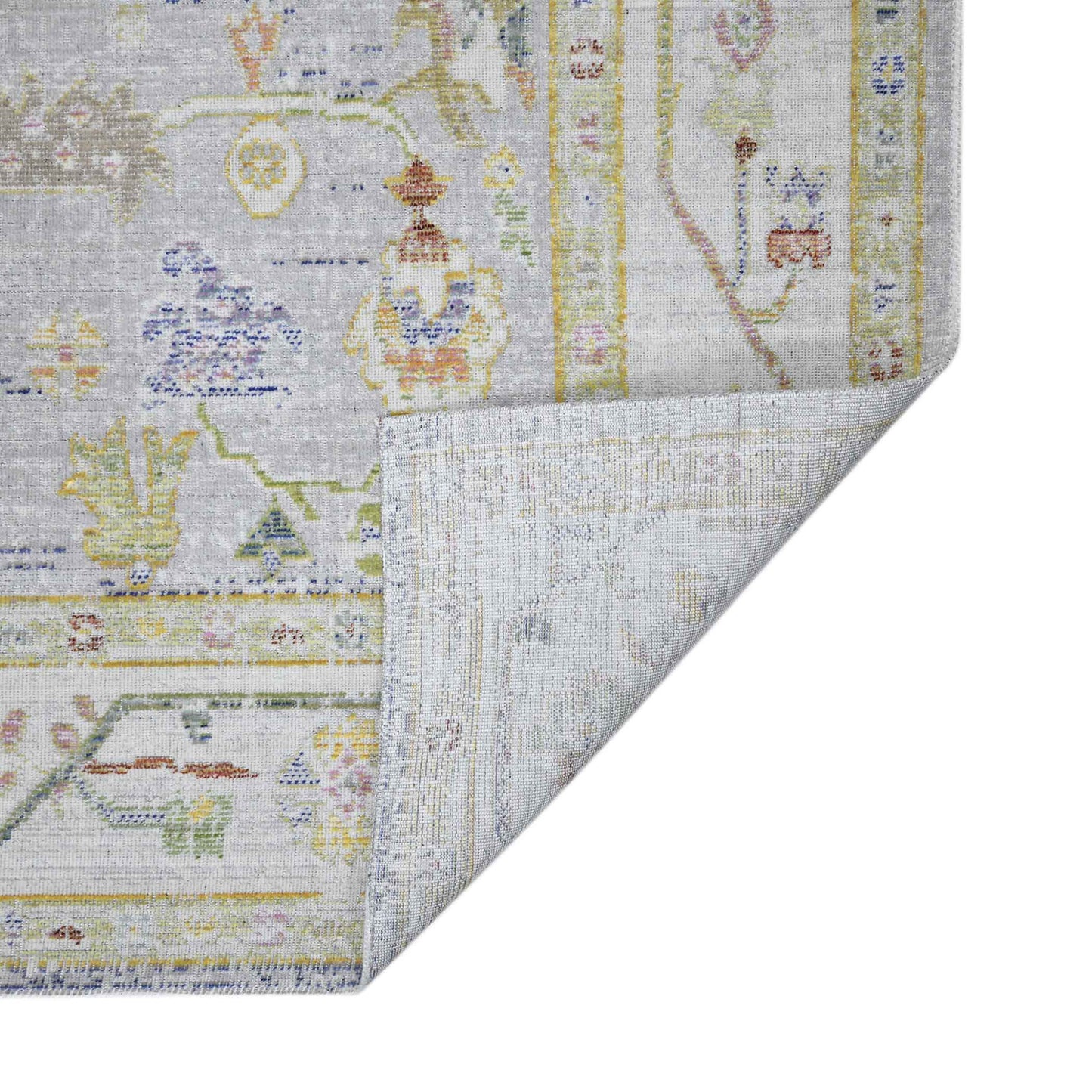 4' x 6' Blue Floral Power Loom Area Rug