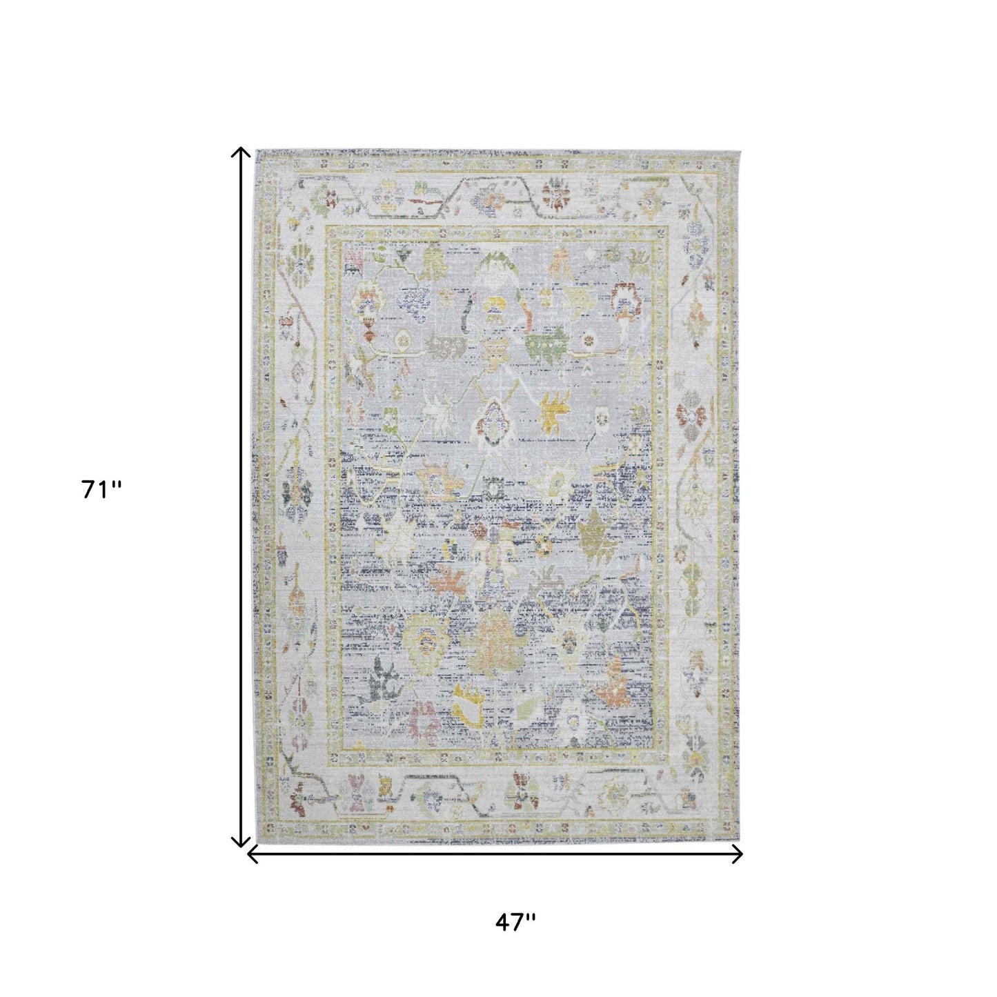 4' x 6' Blue Floral Power Loom Area Rug