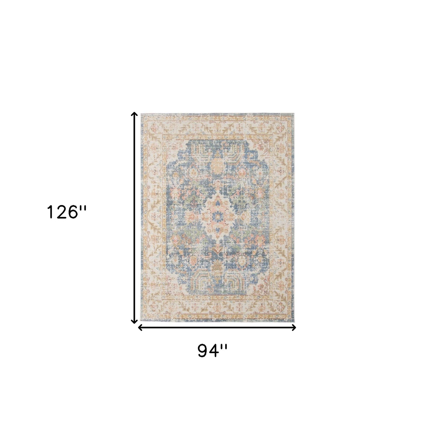 8' x 10' Blue Floral Power Loom Area Rug