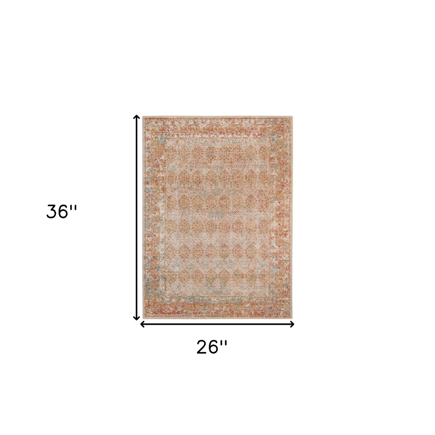 2' x 3' Beige Southwestern Power Loom Area Rug With Fringe