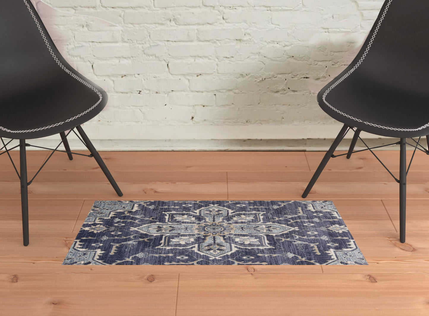 2' x 3' Purple and Ivory Medallion Power Loom Area Rug