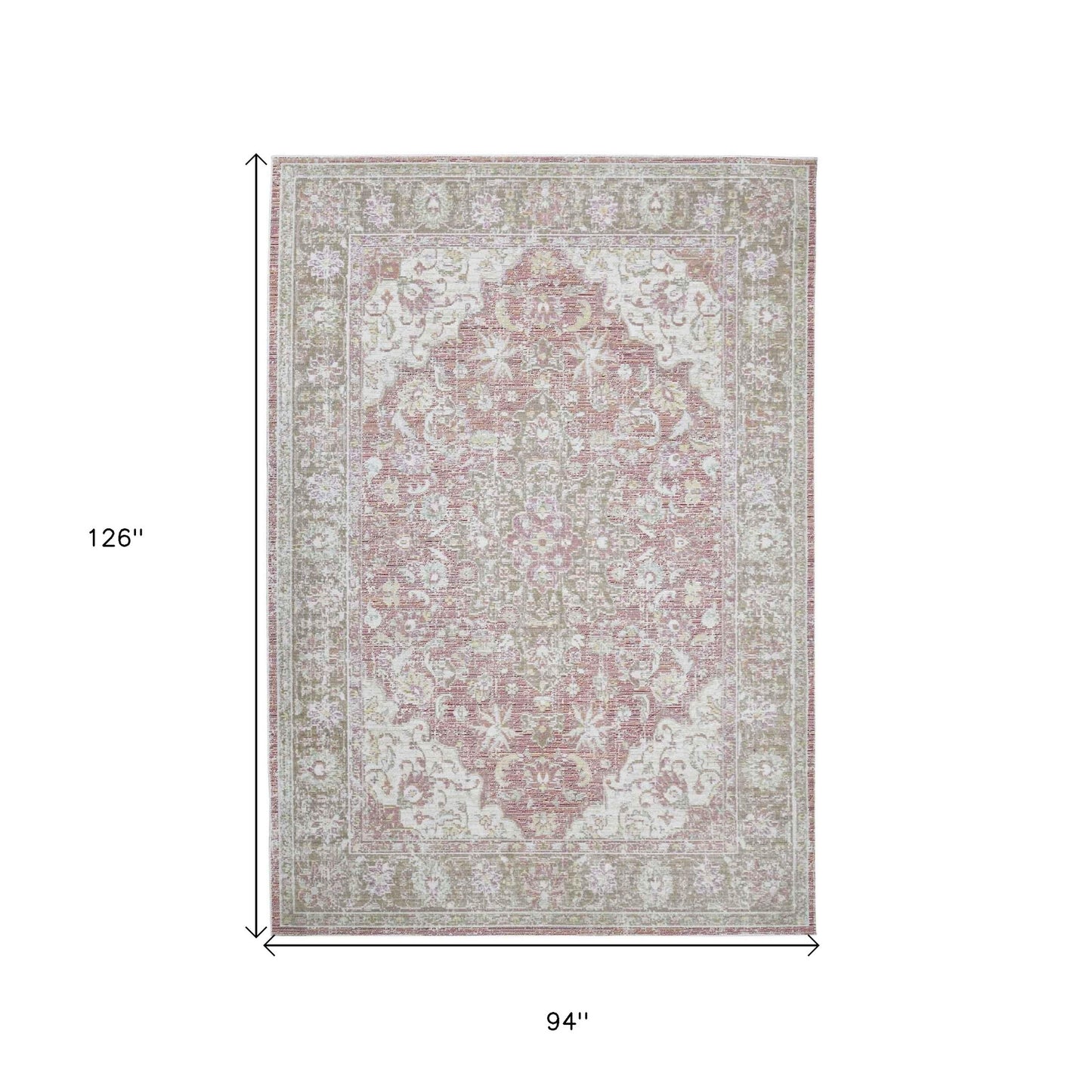 8' x 10' Coral Medallion Power Loom Area Rug