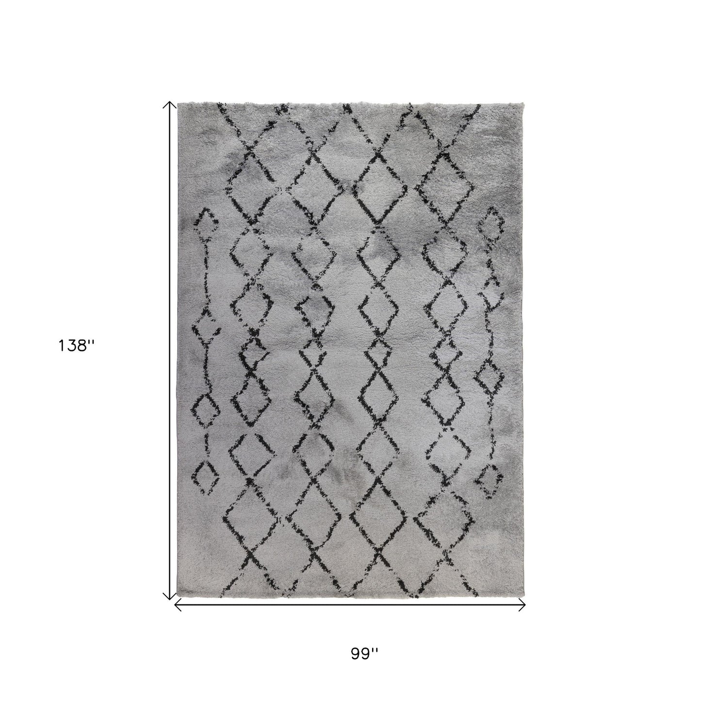 8' x 11' Gray and Black Geometric Shag Area Rug