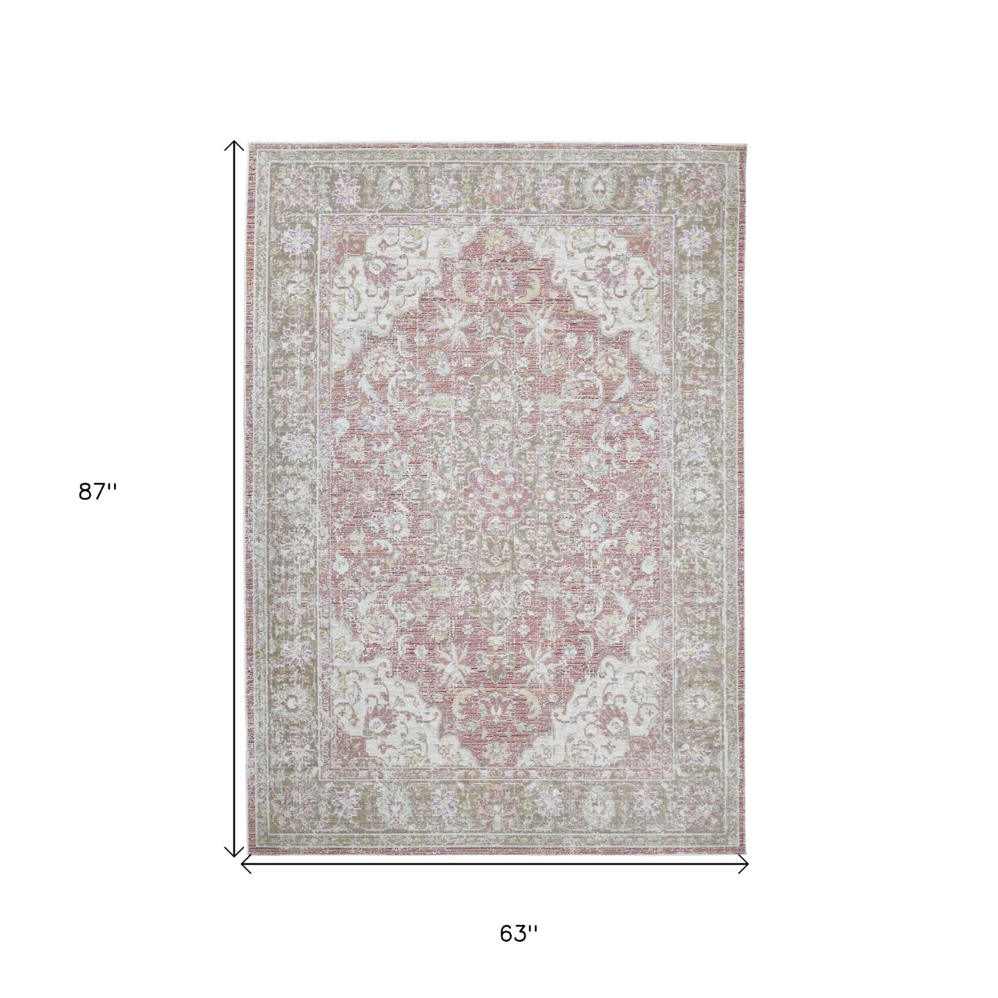 5' x 7' Coral Medallion Power Loom Area Rug