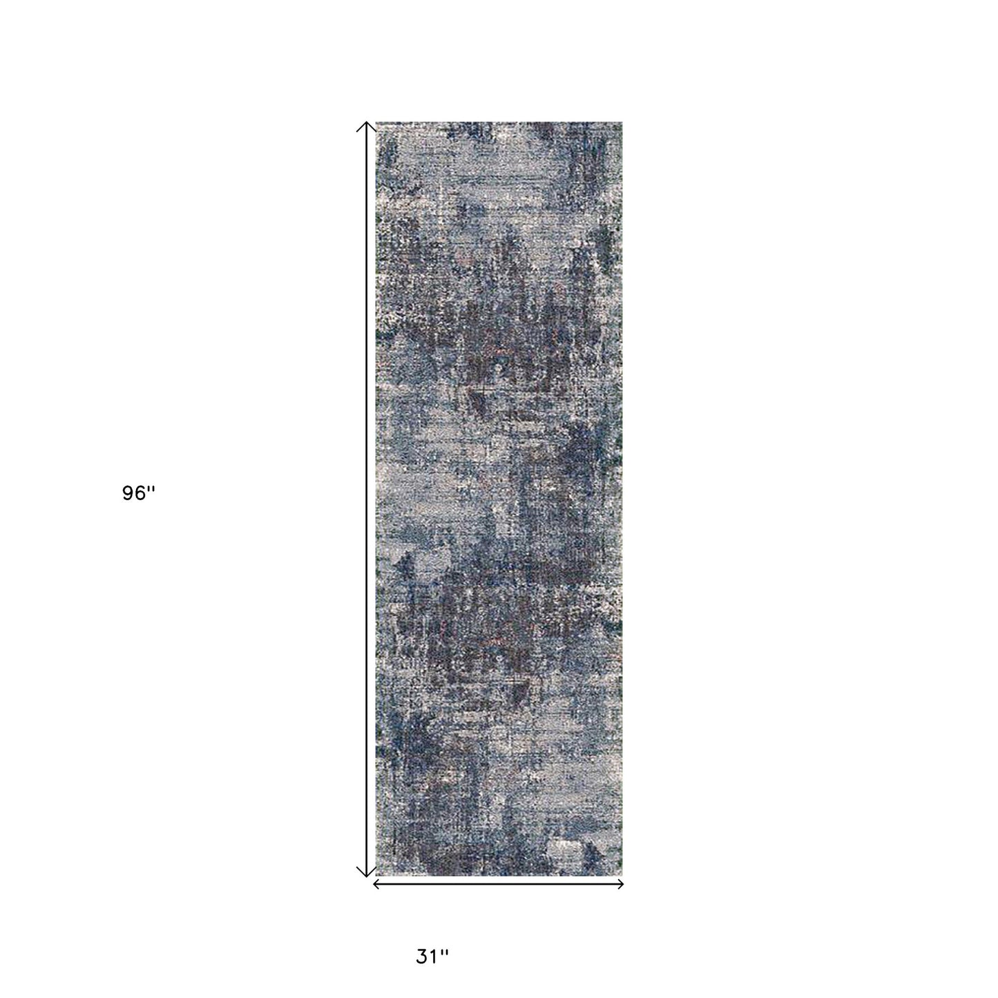 8' Gray and Orange Abstract Power Loom Runner Rug