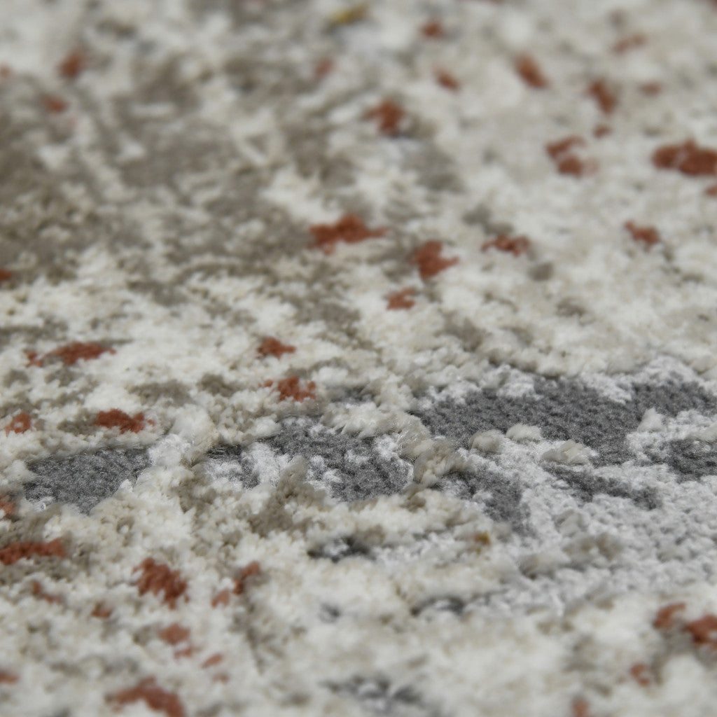 5' x 8' Gray and Ivory Abstract Power Loom Area Rug