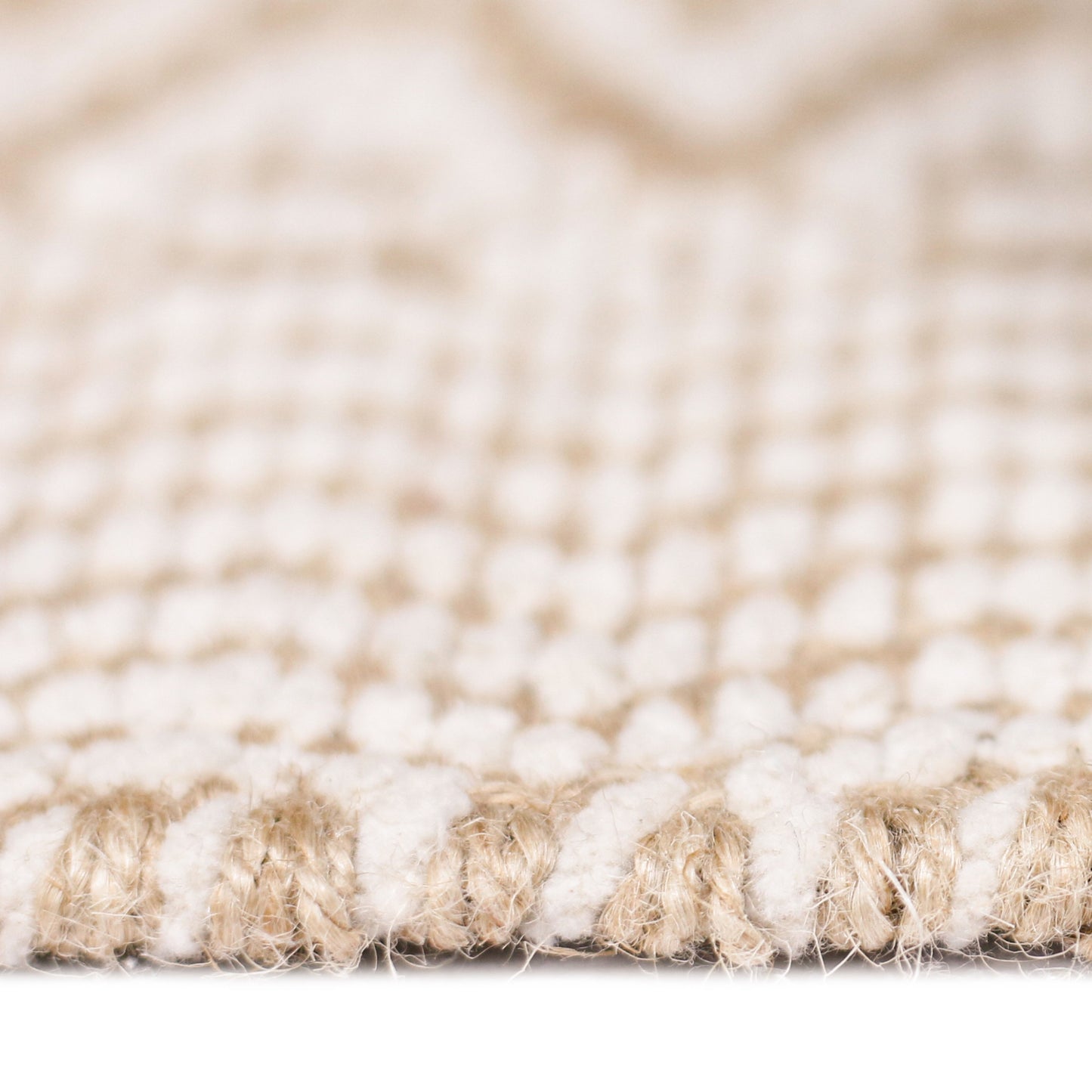 5' x 8' White and Natural Geometric Flatweave Handmade Area Rug