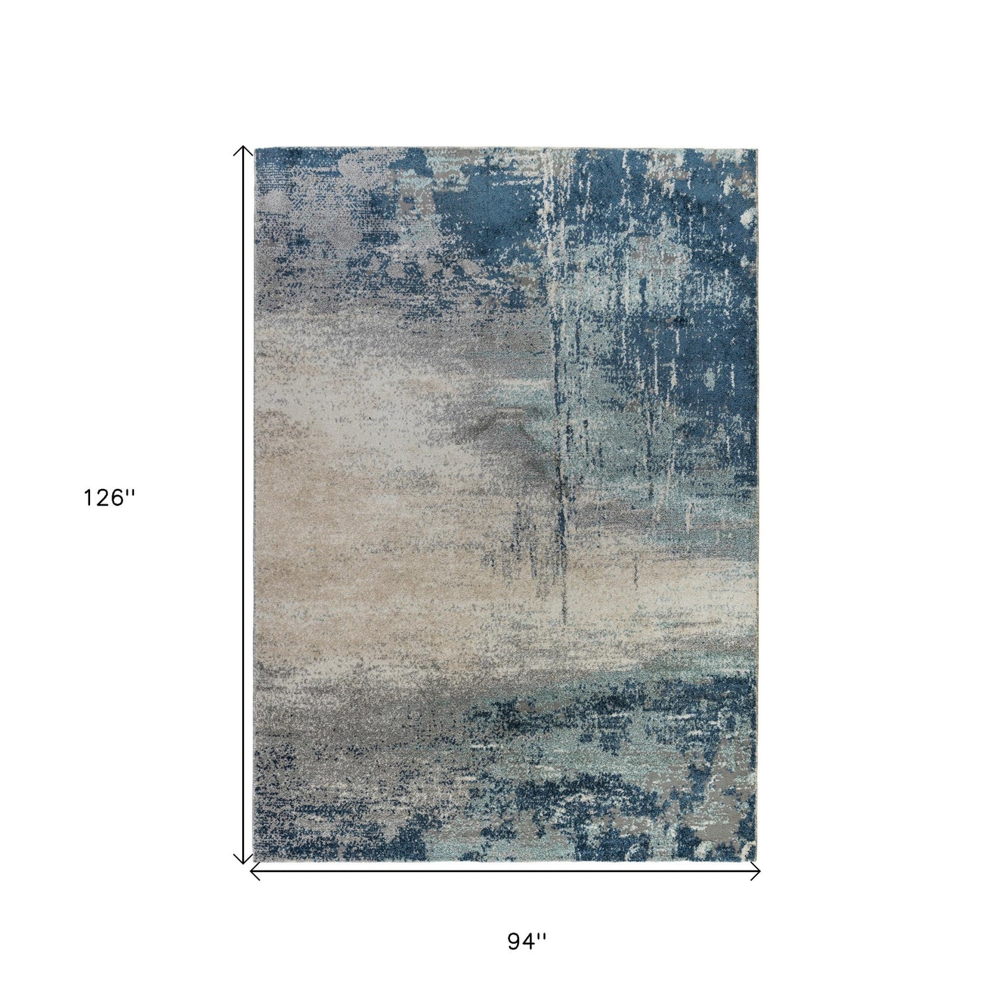 8' x 10' Blue and Gray Abstract Power Loom Area Rug