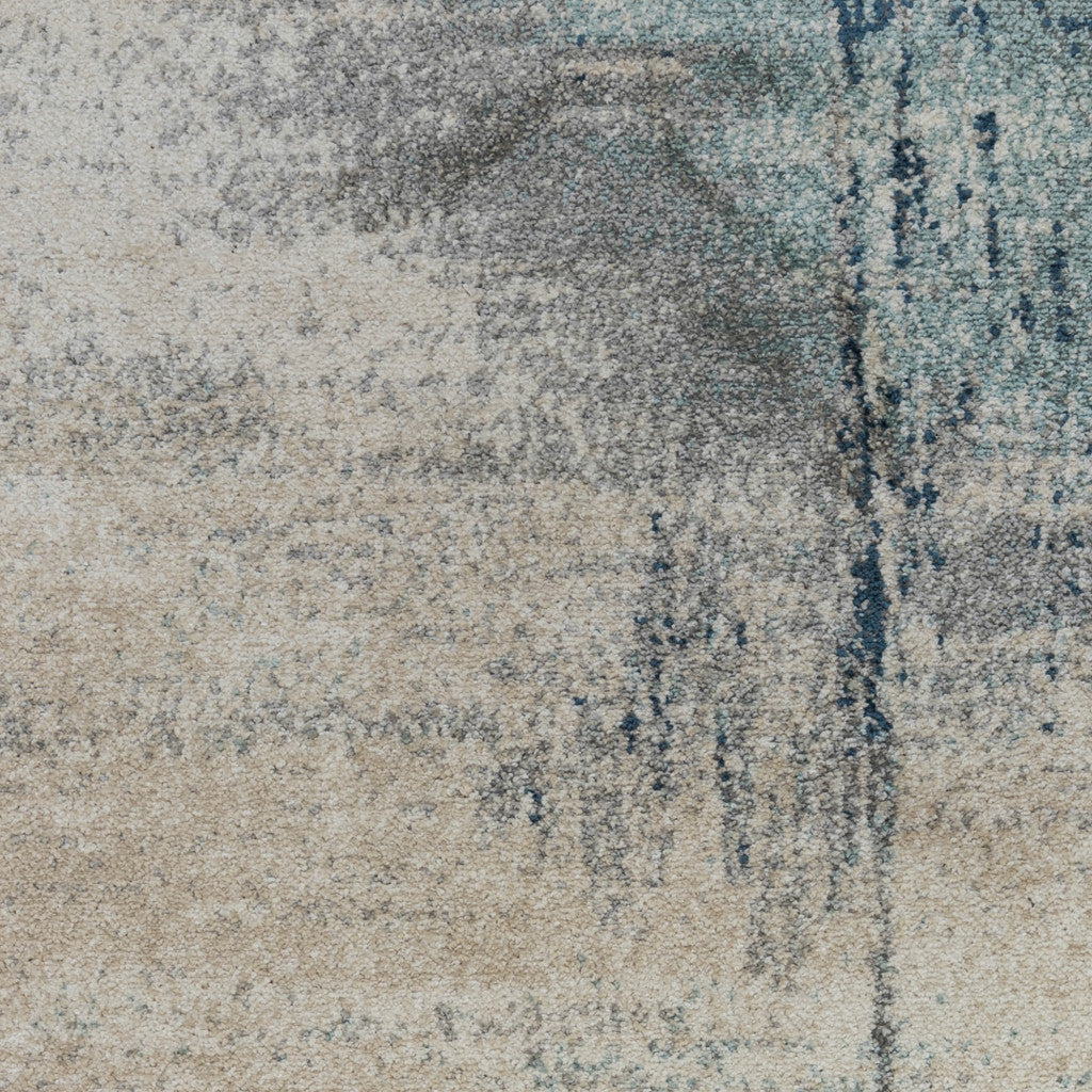 8' x 10' Blue and Gray Abstract Power Loom Area Rug