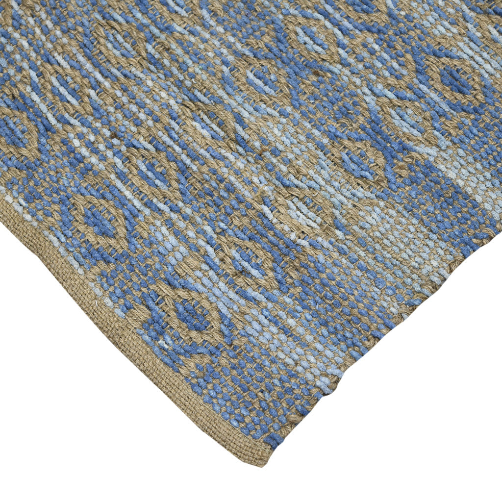 8' x 10' Blue and Brown Geometric Flatweave Handmade Area Rug