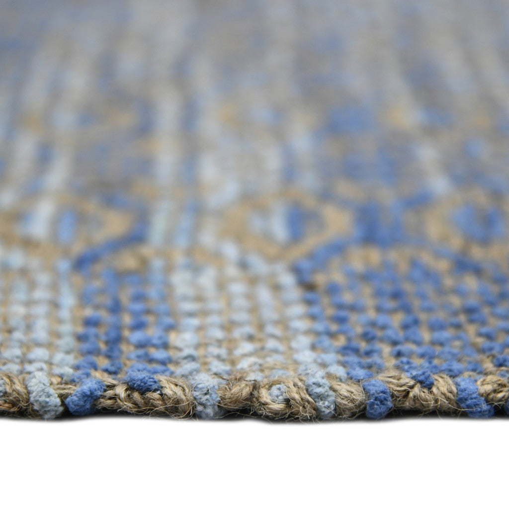 8' x 10' Blue and Brown Geometric Flatweave Handmade Area Rug