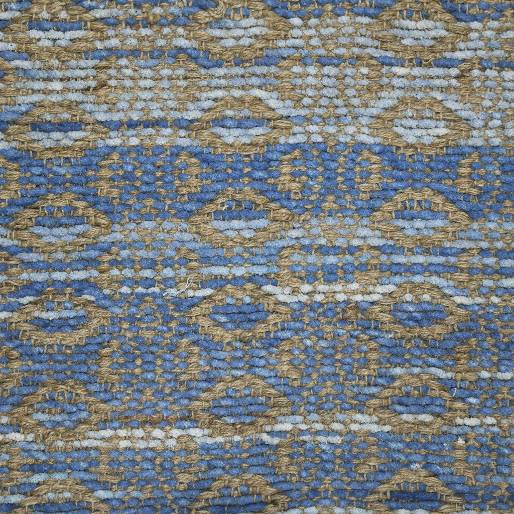 8' x 10' Blue and Brown Geometric Flatweave Handmade Area Rug