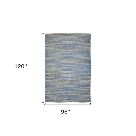 8' x 10' Blue and Brown Geometric Flatweave Handmade Area Rug