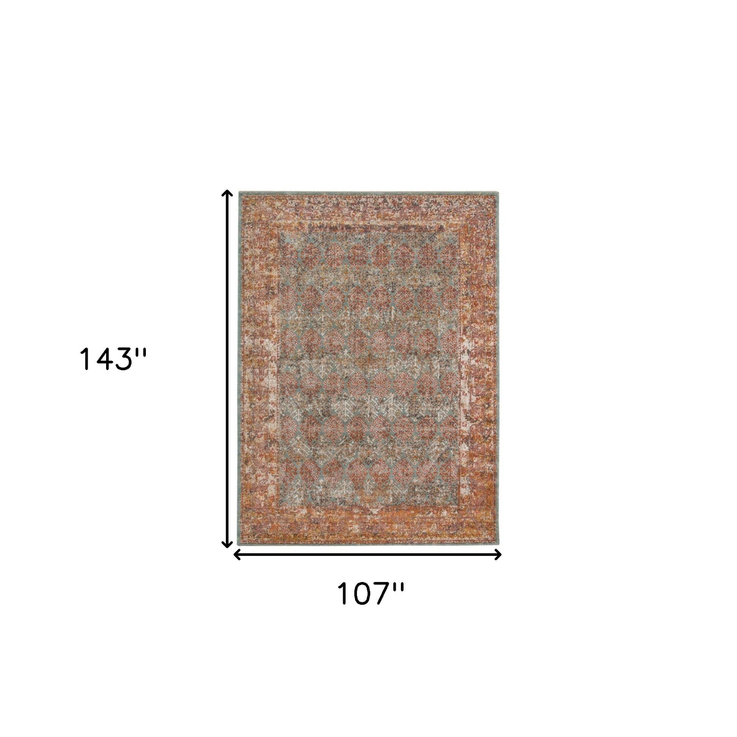 9' x 12' Teal Southwestern Power Loom Area Rug With Fringe