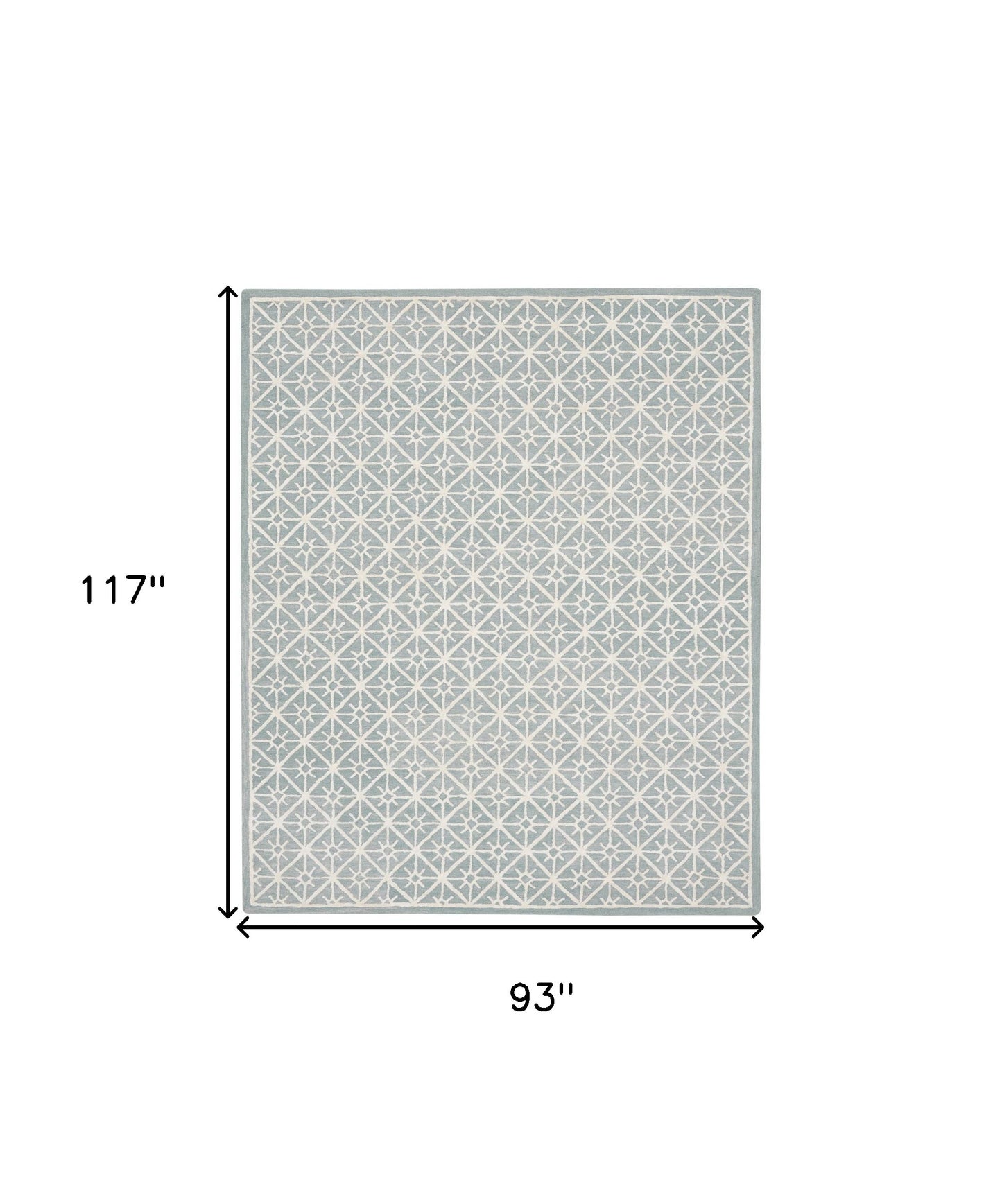 8' x 10' Light Blue and White Geometric Hand Tufted Area Rug
