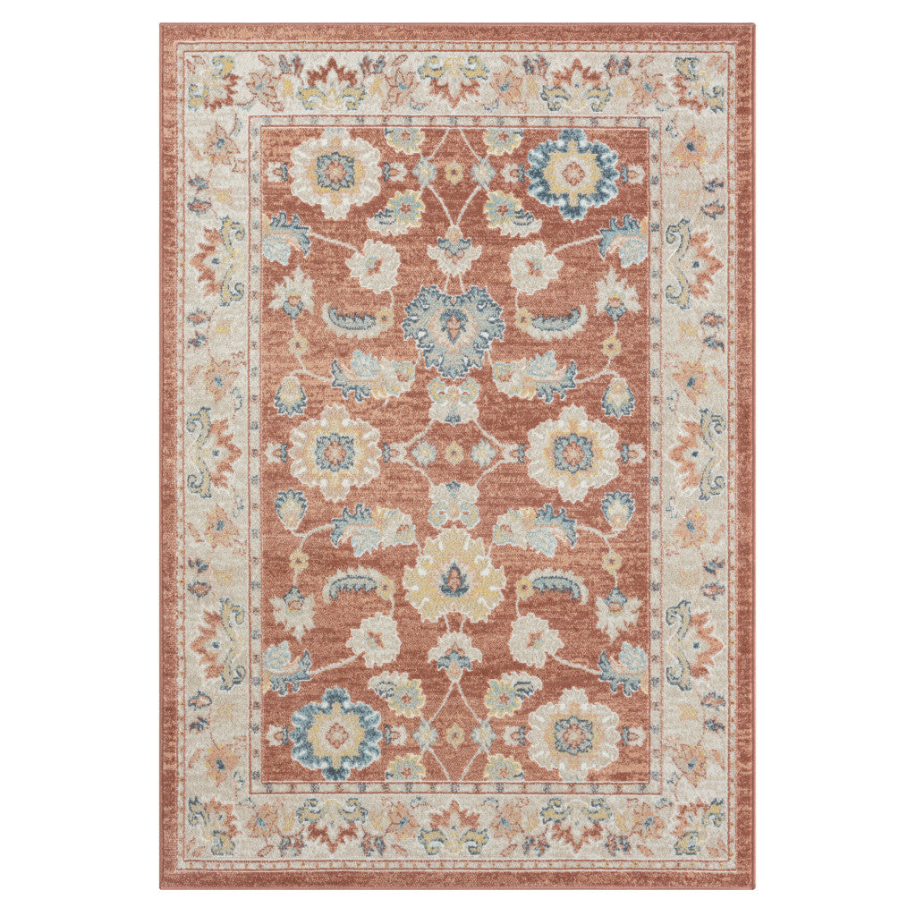 5' x 7' Red Abstract Area Rug
