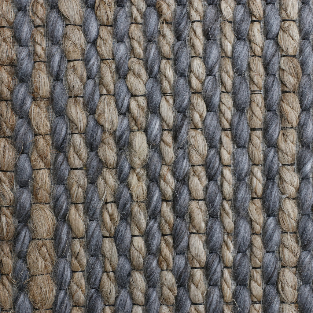 5' x 7' Gray Striped Hand Woven Area Rug
