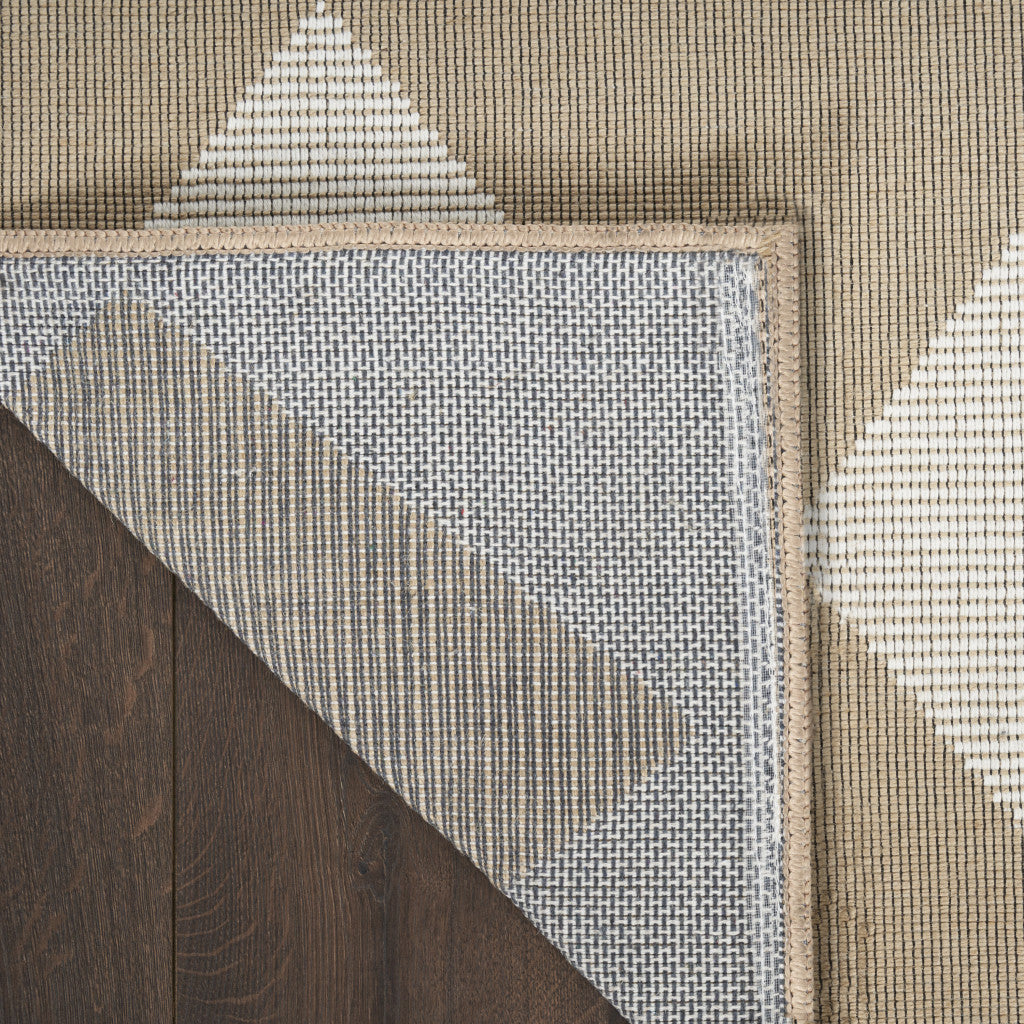 5' x 7' Natural and Ivory Geometric Power Loom Washable Non Skid Area Rug