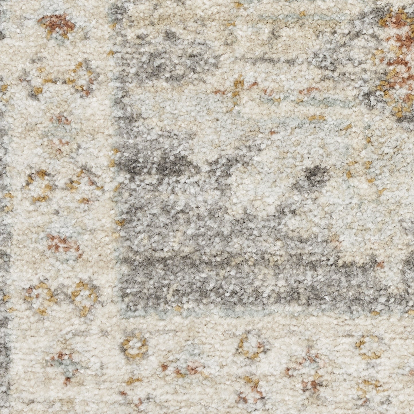 5' x 8' Beige Ivory and Gray Oriental Power Loom Distressed Area Rug With Fringe
