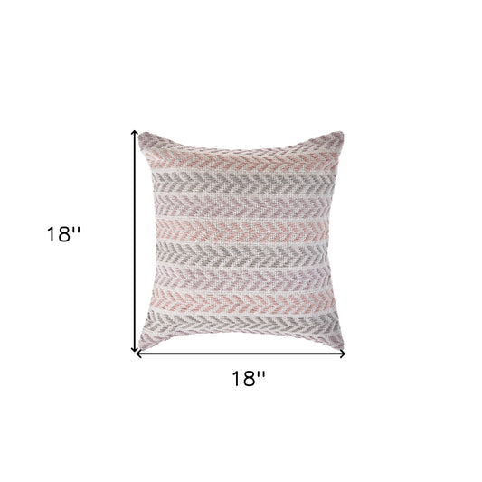 Set of Four 18" X 18" Purple Beach Chevron Cotton Zippered Pillow