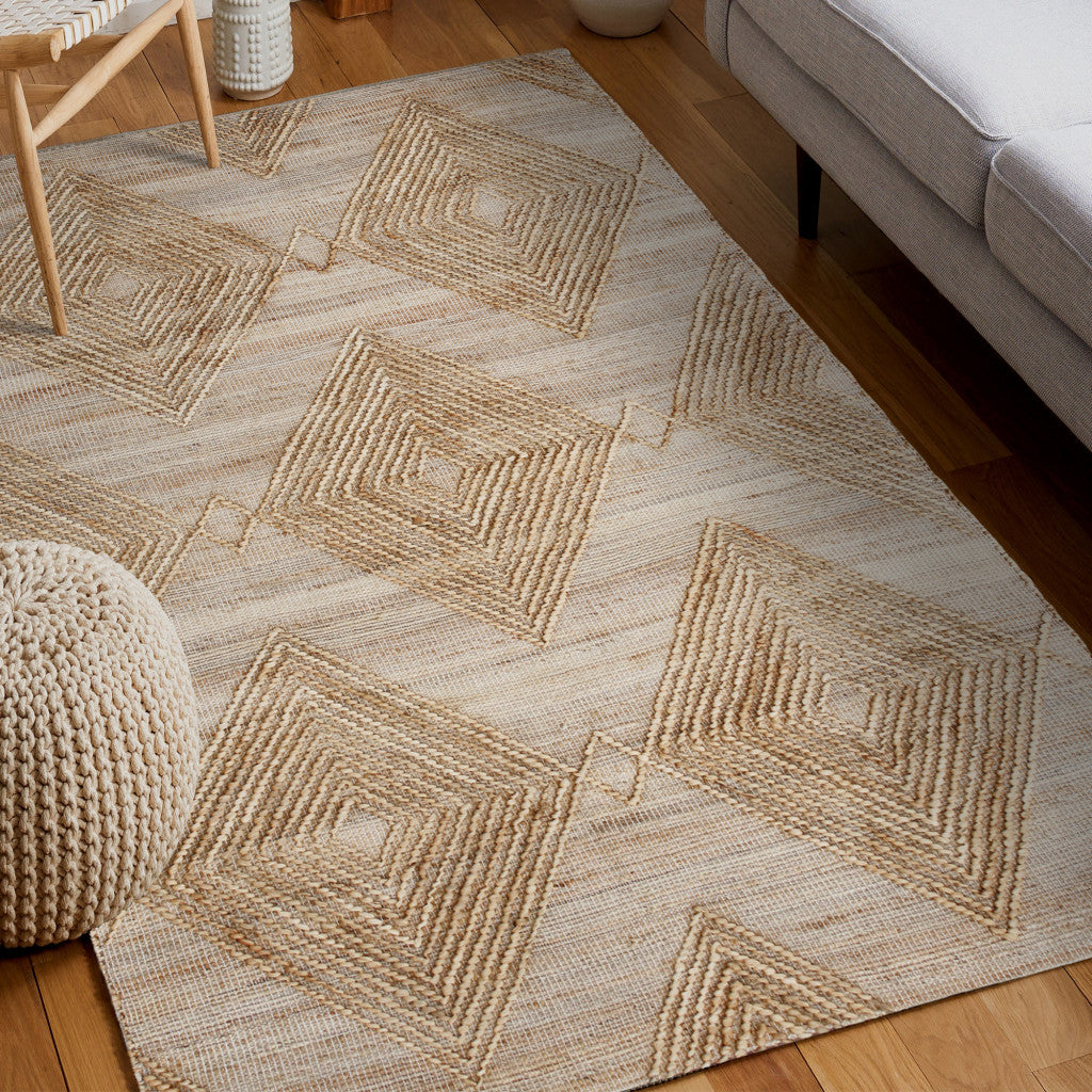 5' x 8' Brown Geometric Hand Woven Area Rug