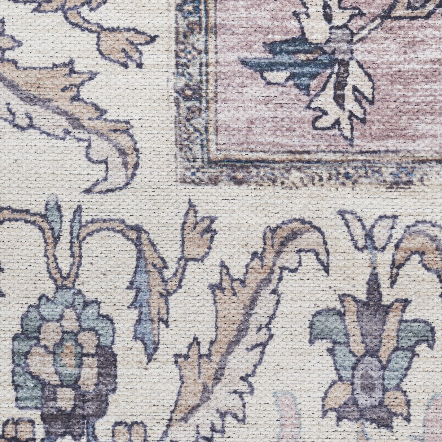 8' x 10' Beige and Gray Oriental Power Loom Distressed Washable Non Skid Area Rug